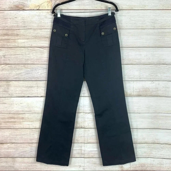 St.John Sport Wide Leg Fashion Fit Pants Size 8 Black Stretchy Adjustable Waist - Picture 1 of 13